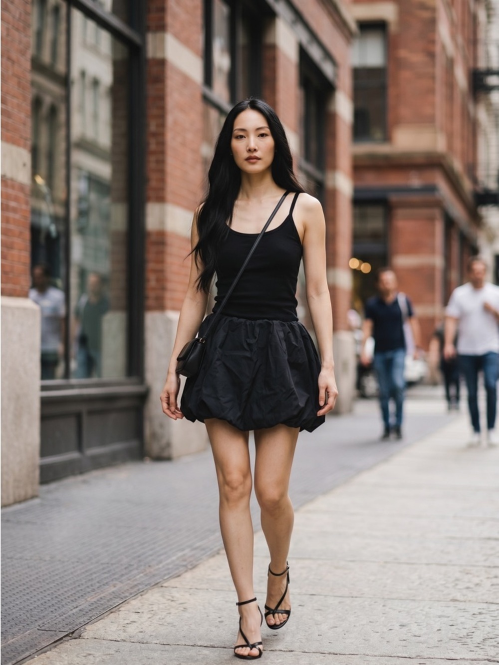 Zara Black Balloon Skirt Puff Bubble Hem Midi Skirt